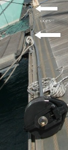 Part of the damage to the rigging