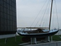 JFK's sailboat with Boston in background